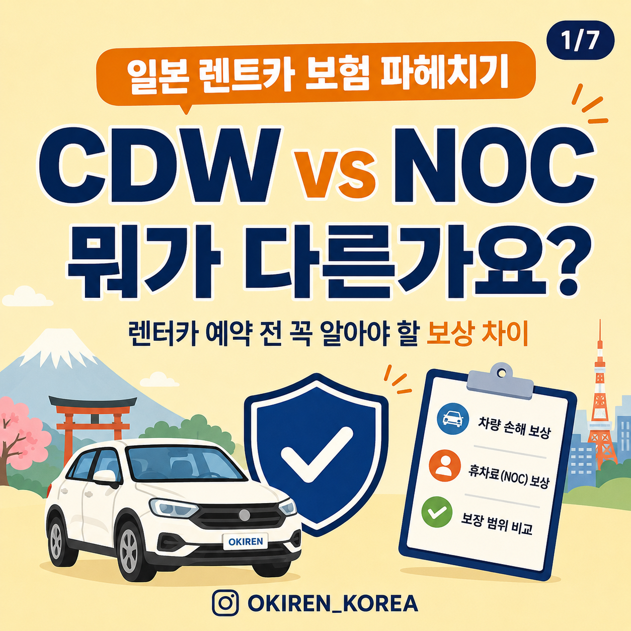 일본 렌터카 예약 전 필수 확인! CDW vs NOC 차이점 완벽 정리